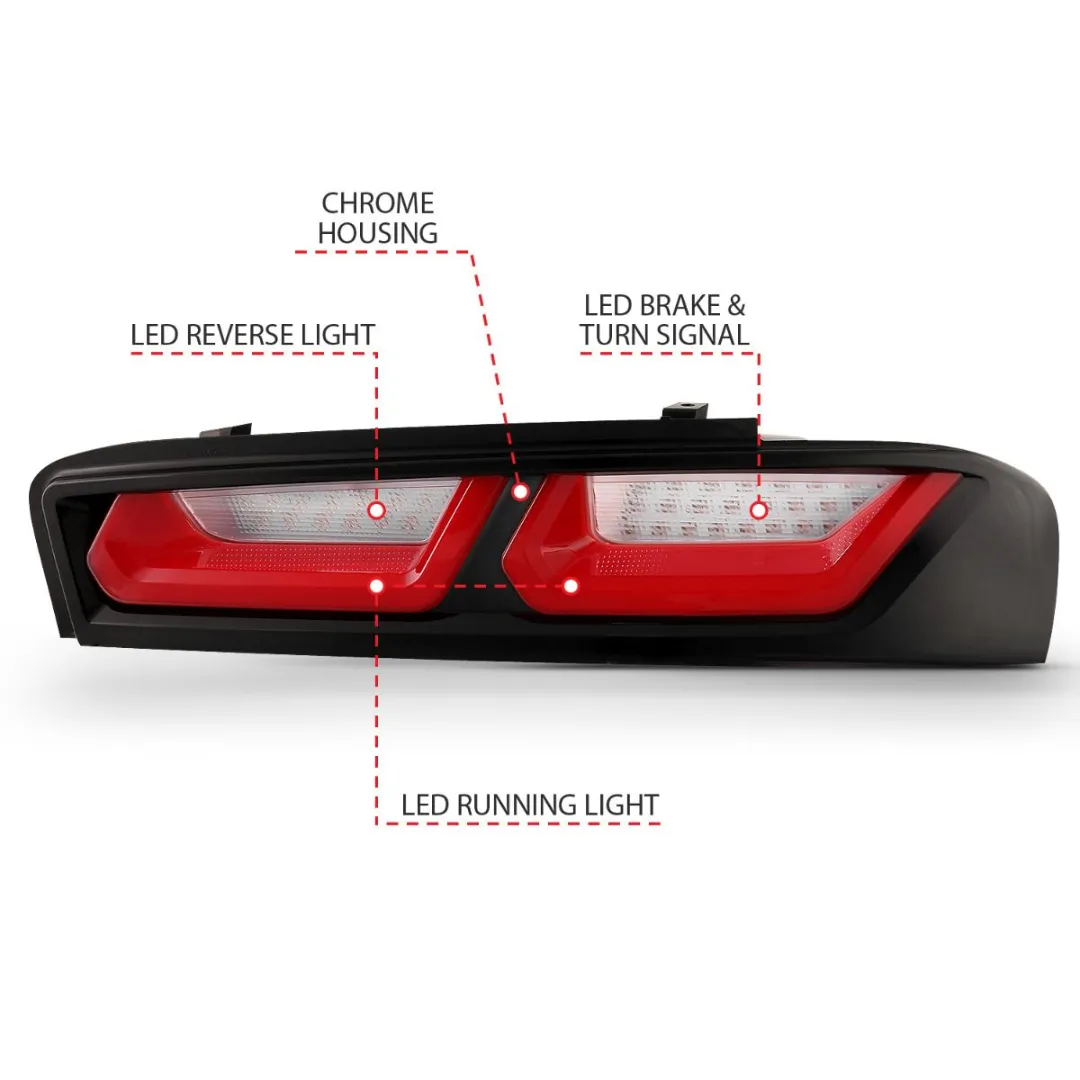 2016-2018 6th Gen. Camaro Full LED Tail Lights Black Red/ Clear Lens