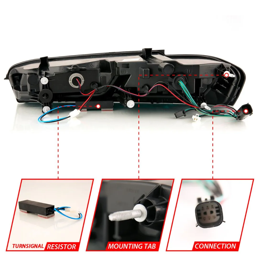 2016-2018 6th Gen. Camaro Full LED Tail Lights Black Red/ Clear Lens
