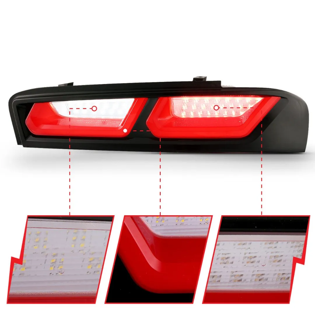 2016-2018 6th Gen. Camaro Full LED Tail Lights Black Red/ Clear Lens