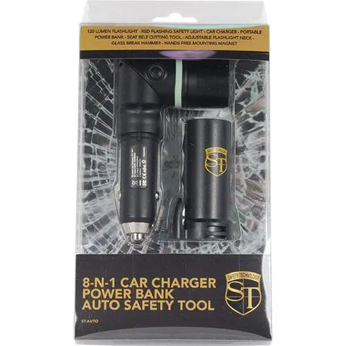8-n-1 Car Charger Power Bank Auto Safety Tool