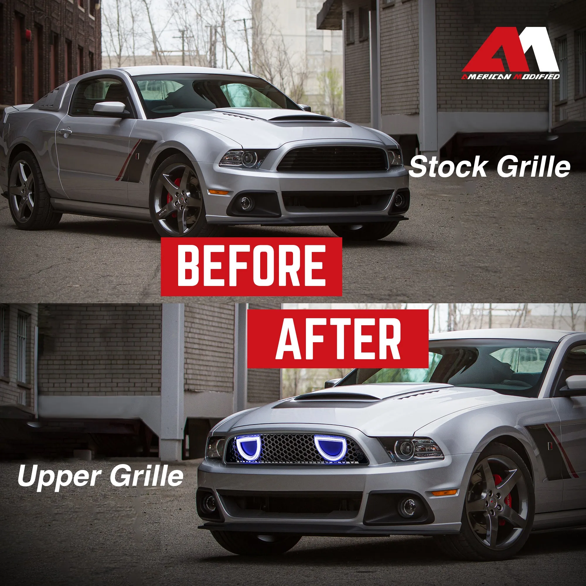 AMERICAN MODIFIED Mustang Front Upper Grille Fits 2013-2014 Ford Mustang GT V6