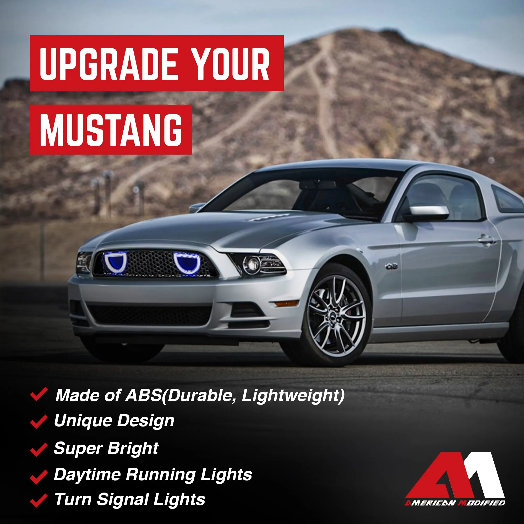 AMERICAN MODIFIED Mustang Front Upper Grille Fits 2013-2014 Ford Mustang GT V6
