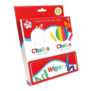 Chalks with Wiper - 12 Coloured Chalks 12 White Chalks Drawing Writing Decorating Chalkboards