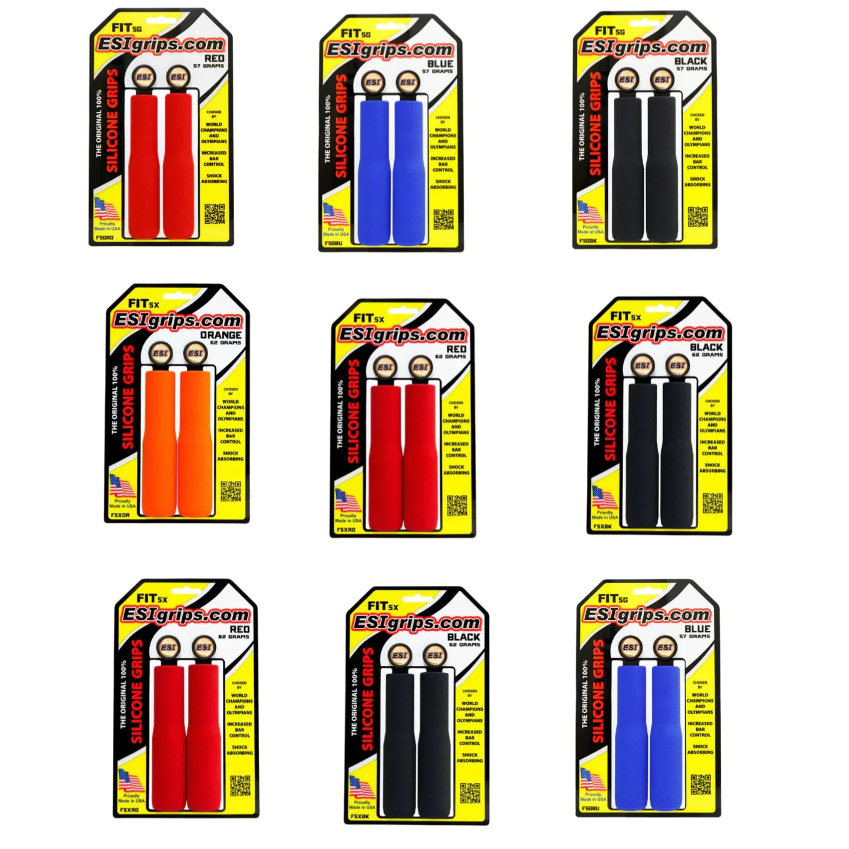 Esi Grips Fit Sx Silicone Grips 5 " - Multi Colors