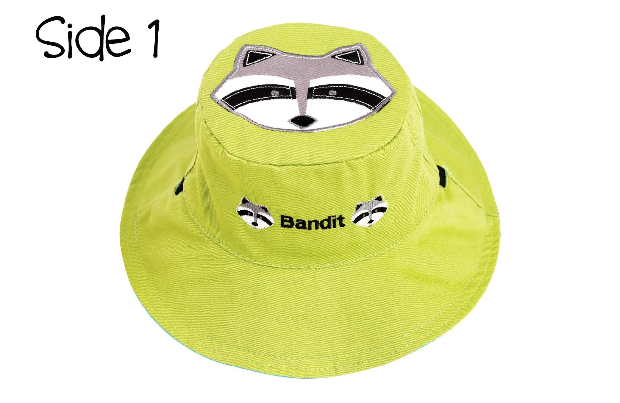 FlapJackKids - Reversible Kids' Sun Hat - Raccoon / Fox