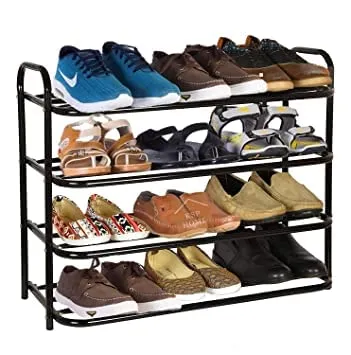 GANGA ENTERPRICE, Heavy Metal Shoe Rack (4 Shelves) Foldable Open Book Shelf, Book Shelve, Shoe Rack