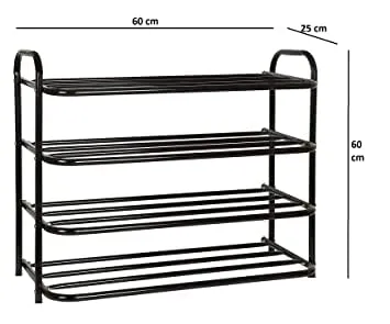 GANGA ENTERPRICE, Heavy Metal Shoe Rack (4 Shelves) Foldable Open Book Shelf, Book Shelve, Shoe Rack