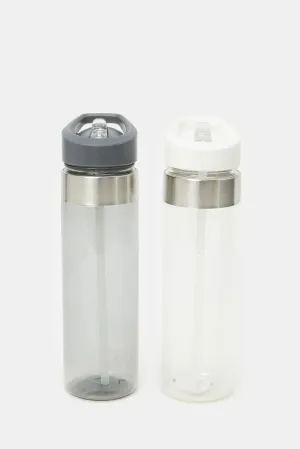 Grey And White Water Bottle Set (Pack of 2)