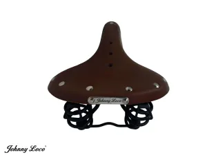 Johnny Loco Classic Cruiser Style Real Leather Saddle With Suspension - Brown