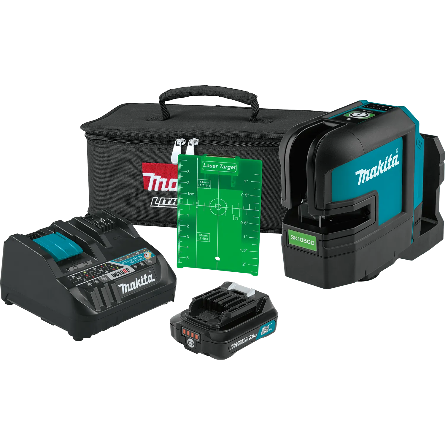 Makita SK105GDNAX 12V Max CXT Cordless Cross-Line Green Beam Laser Kit