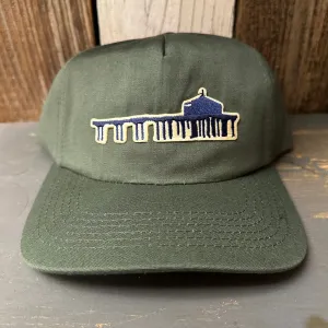 MANHATTAN BEACH PIER & ROUNDHOUSE - 5 Panel Hat - Forest Green
