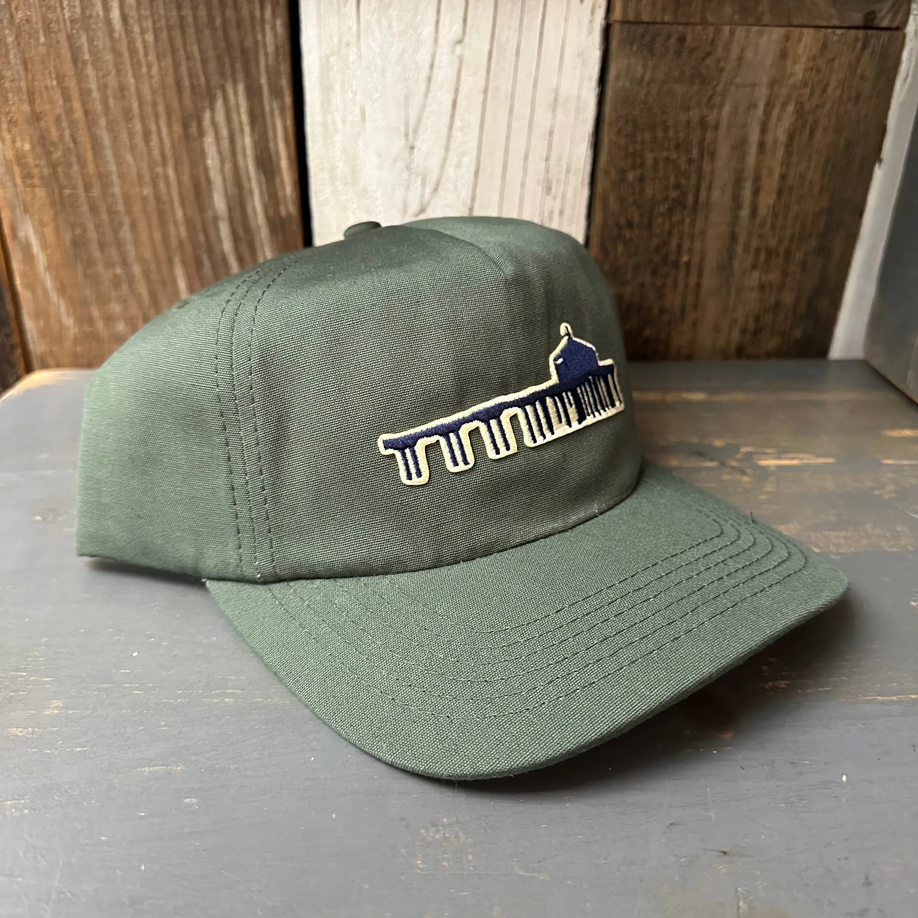 MANHATTAN BEACH PIER & ROUNDHOUSE - 5 Panel Hat - Forest Green