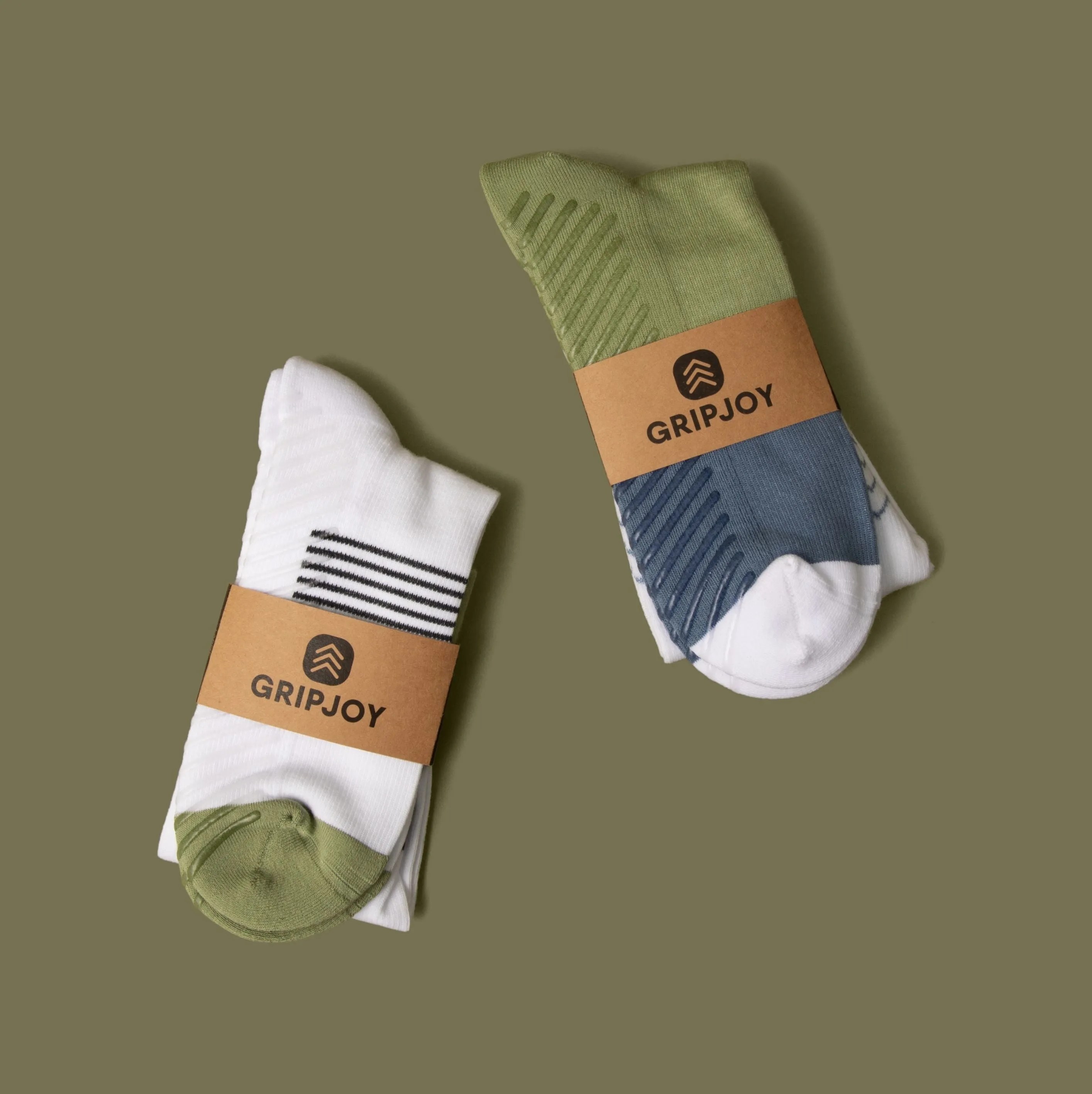 Men's White/Blue/Green Compression Socks with Grips Variety Pack - 4 Pairs