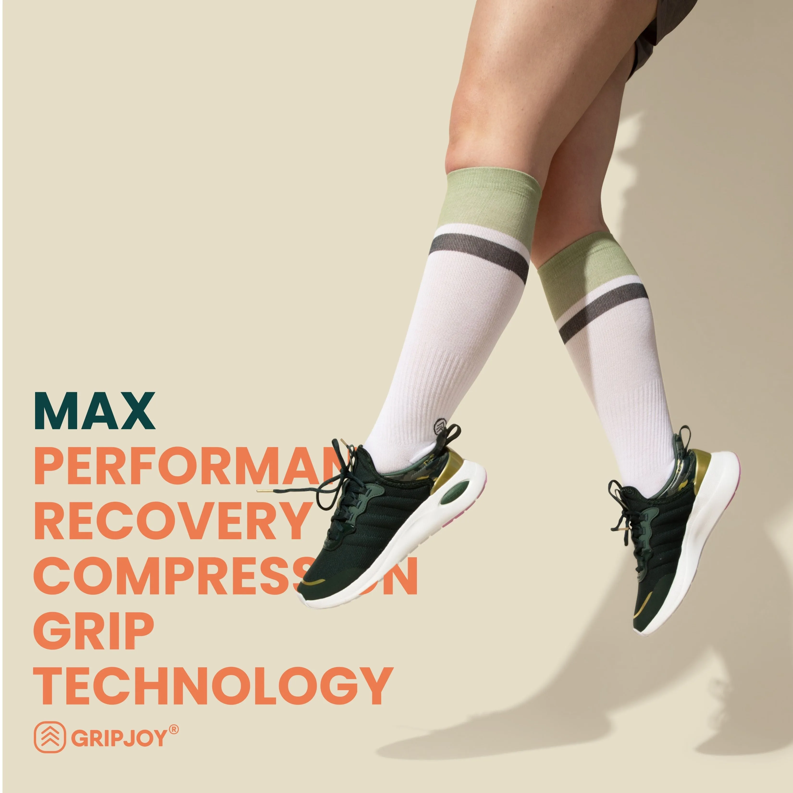 Men's White/Blue/Green Compression Socks with Grips Variety Pack - 4 Pairs