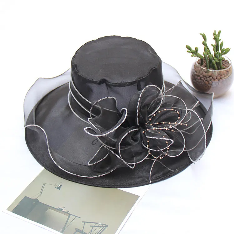 Mesh Party Topper Beach Sun Hat Women's Organza Sun Protection Hat