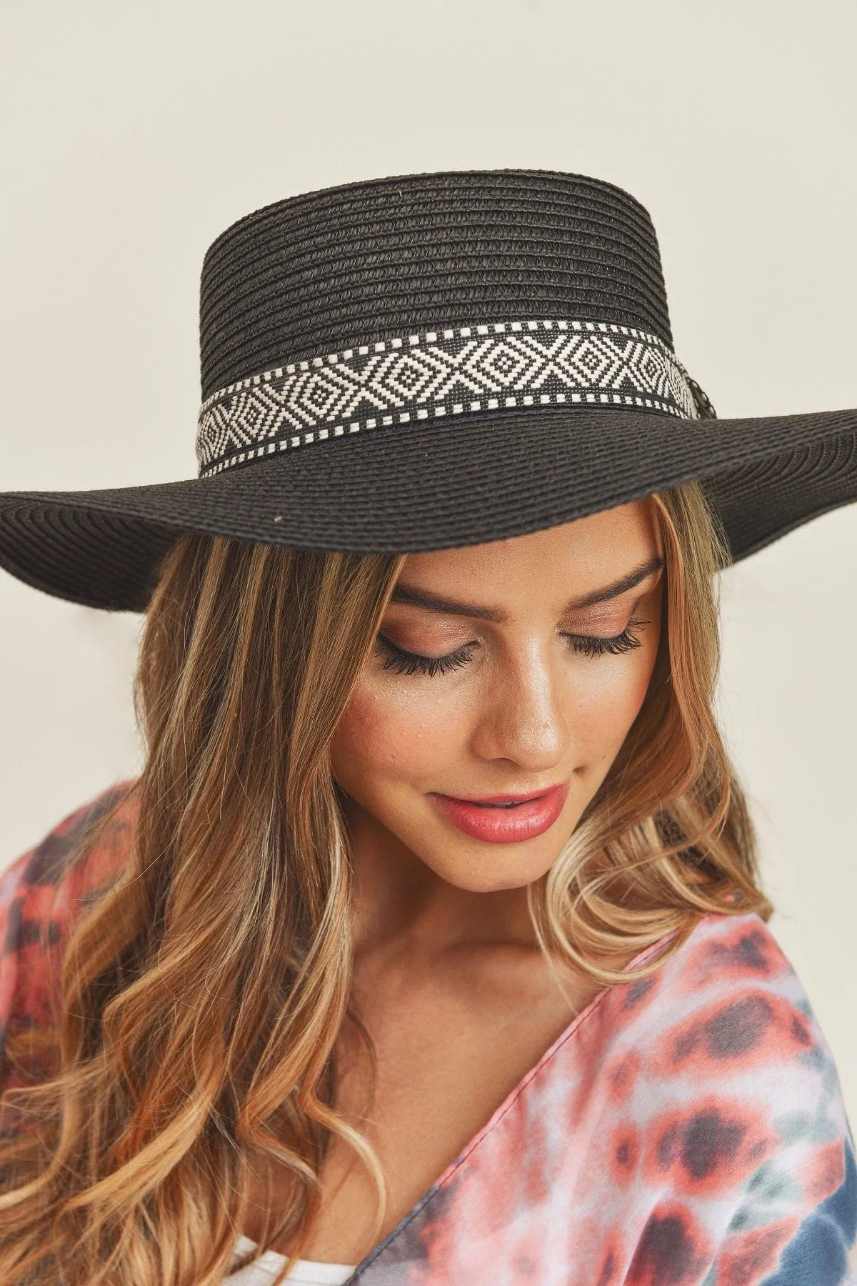 MH0070 Tribal Band Flat Top Sun Hat