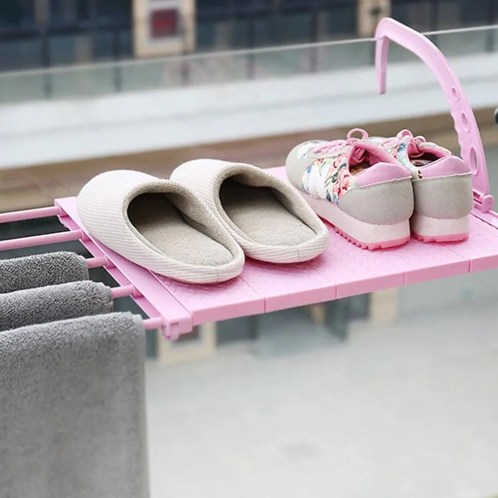 Multi-function Hanging Window Sill Drying Rack Easy Folding Drying Rack Balcony Retractable Drying Shoe Rack