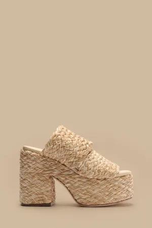 Natural Braided Raffia Platform Sandal