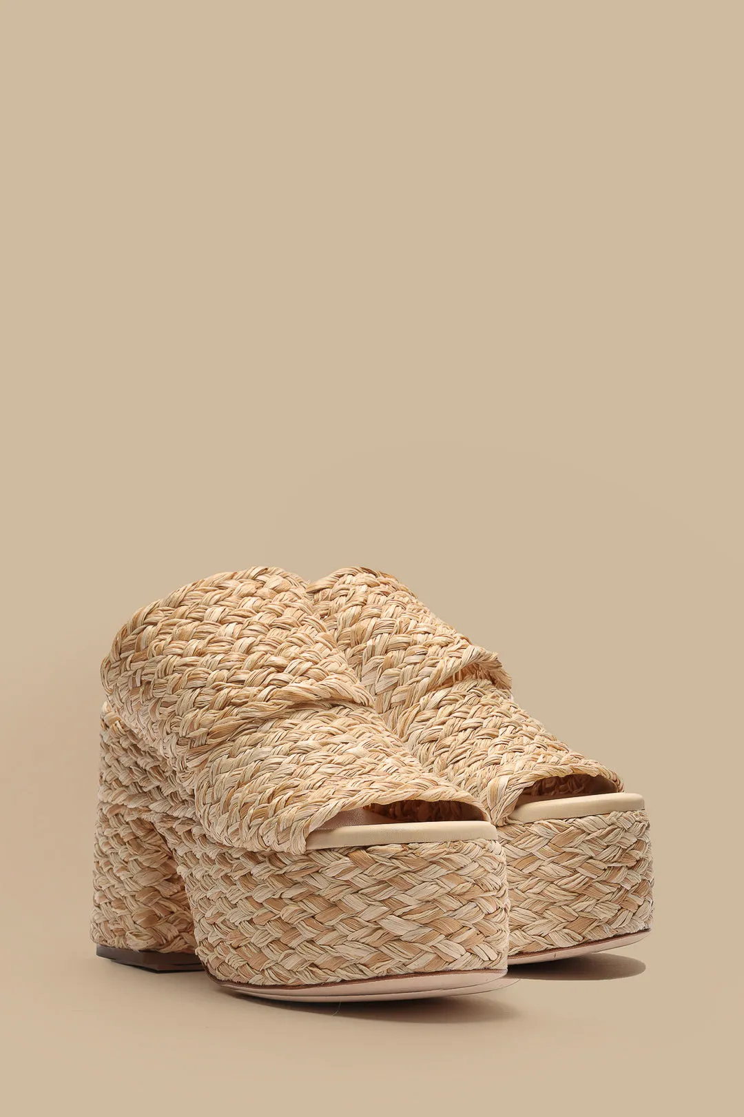 Natural Braided Raffia Platform Sandal