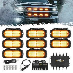 Partsam LED Oval Emergency Amber Strobe Lights Kit
