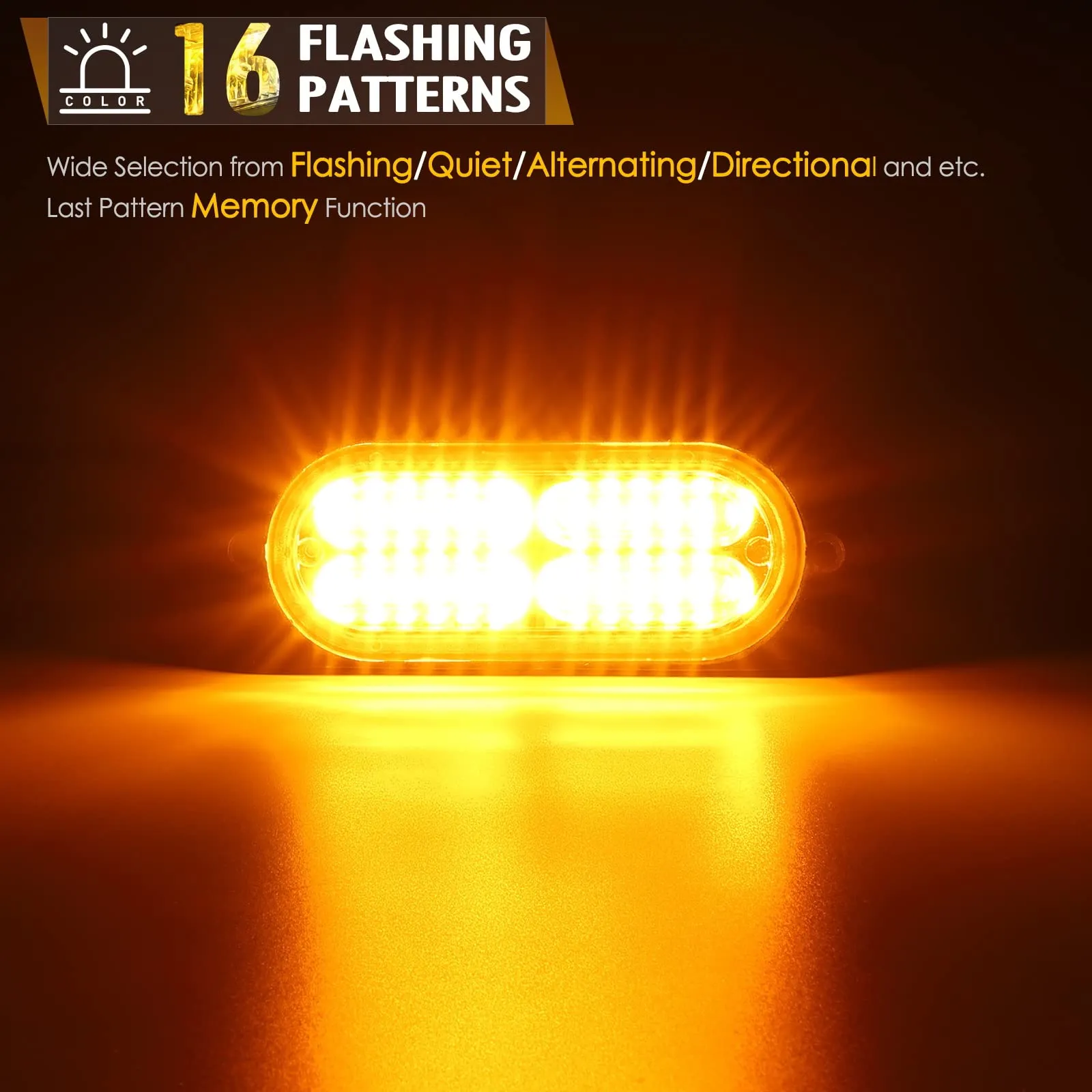 Partsam LED Oval Emergency Amber Strobe Lights Kit
