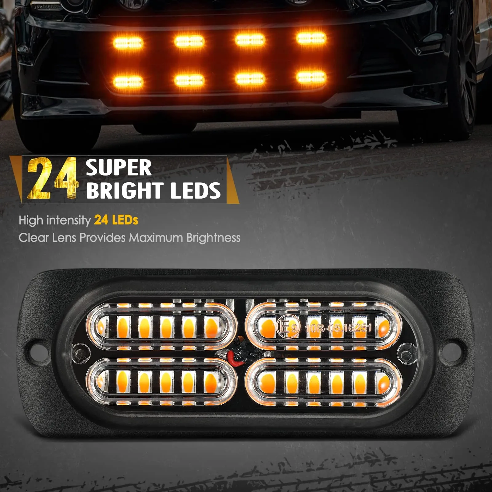 Partsam LED Oval Emergency Amber Strobe Lights Kit