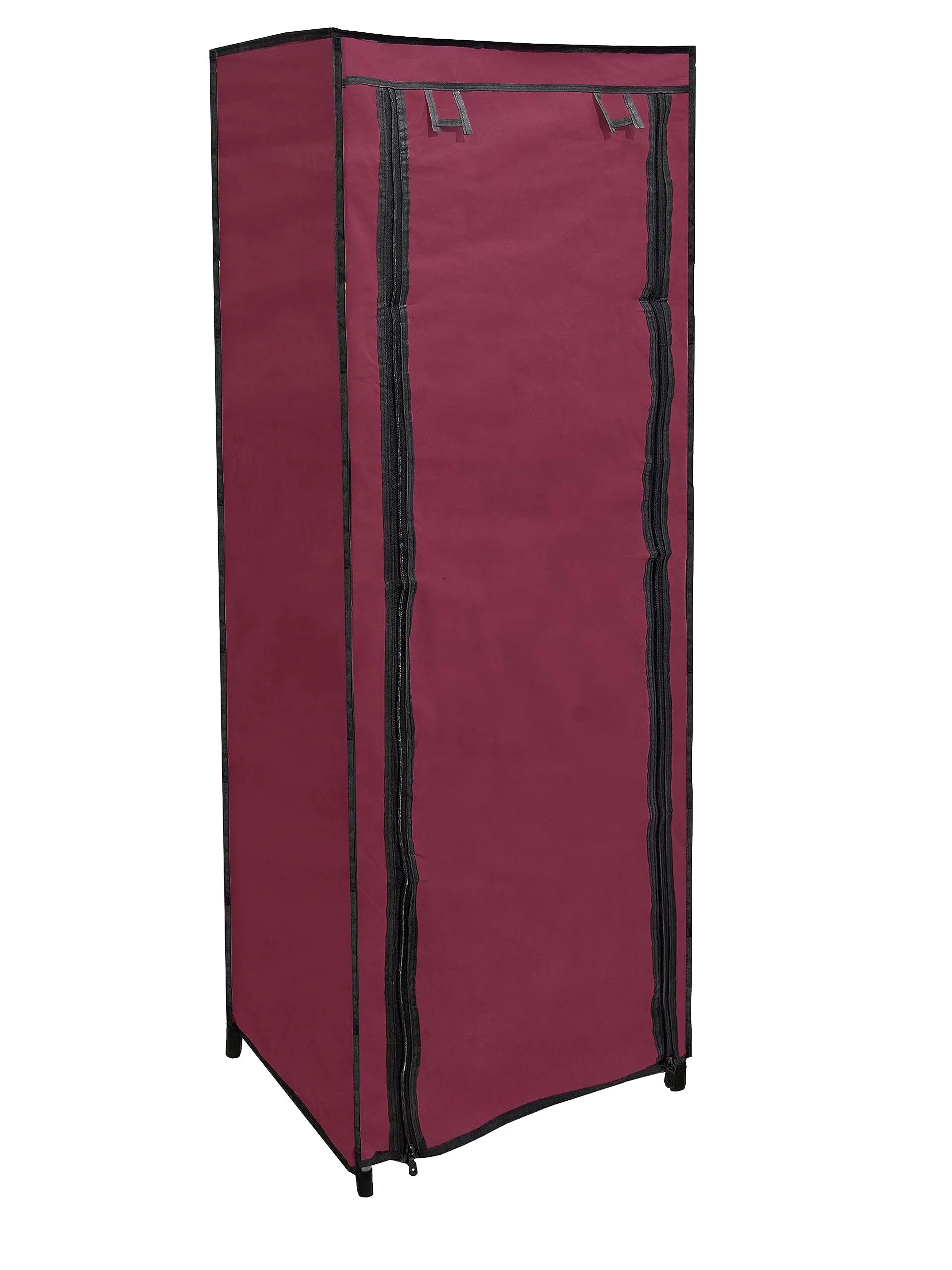 PHILOSHOP Heavy Duty 9-Layer DIY Multi-Storage Rack Shelf Metal Shoe Stand (Maroon, Metal)