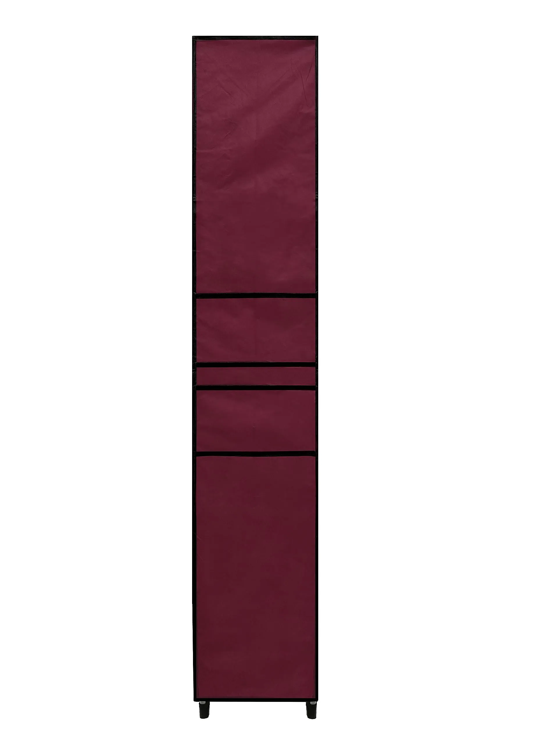 PHILOSHOP Heavy Duty 9-Layer DIY Multi-Storage Rack Shelf Metal Shoe Stand (Maroon, Metal)