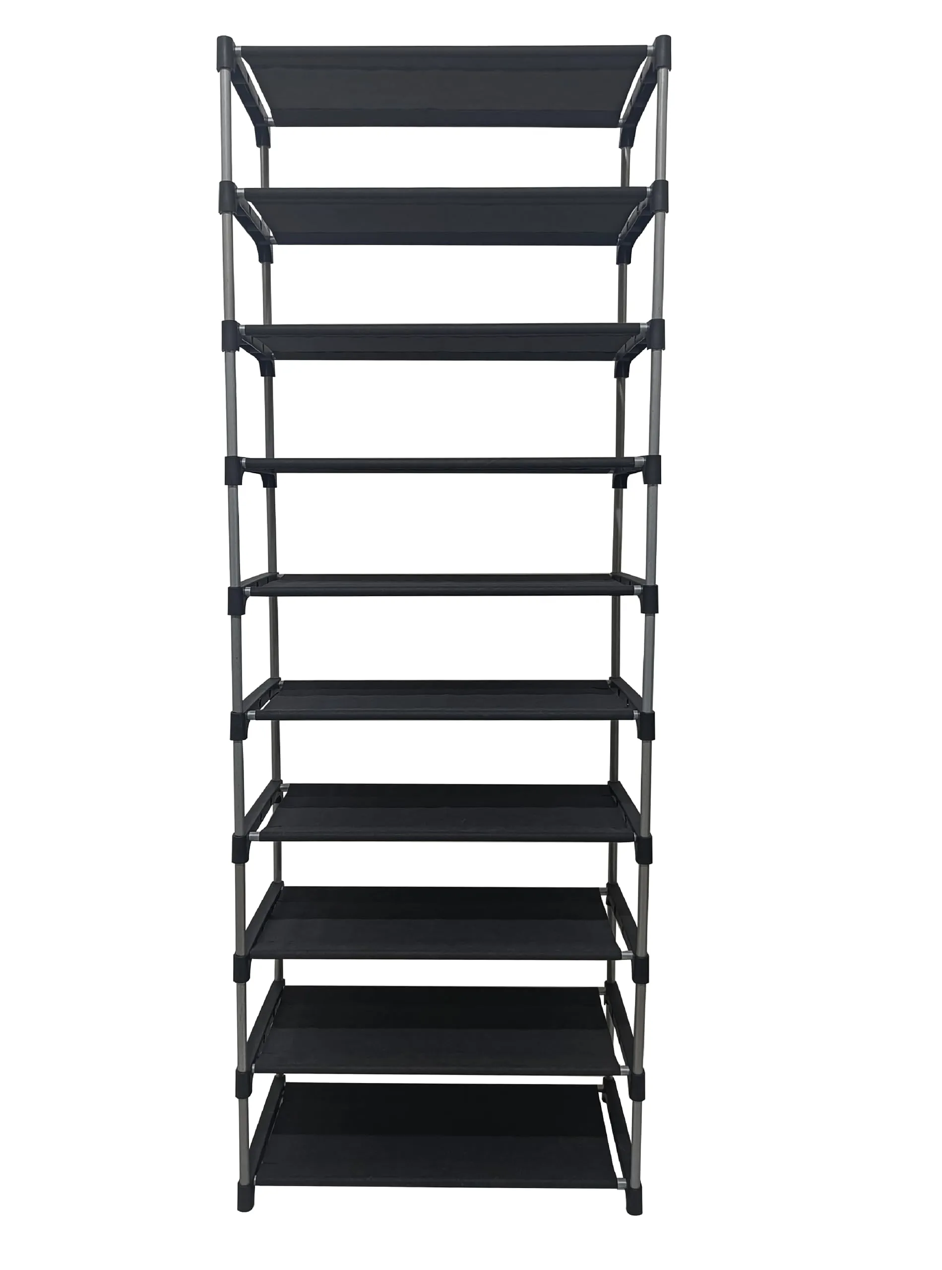 PHILOSHOP Heavy Duty 9-Layer DIY Multi-Storage Rack Shelf Metal Shoe Stand (Maroon, Metal)