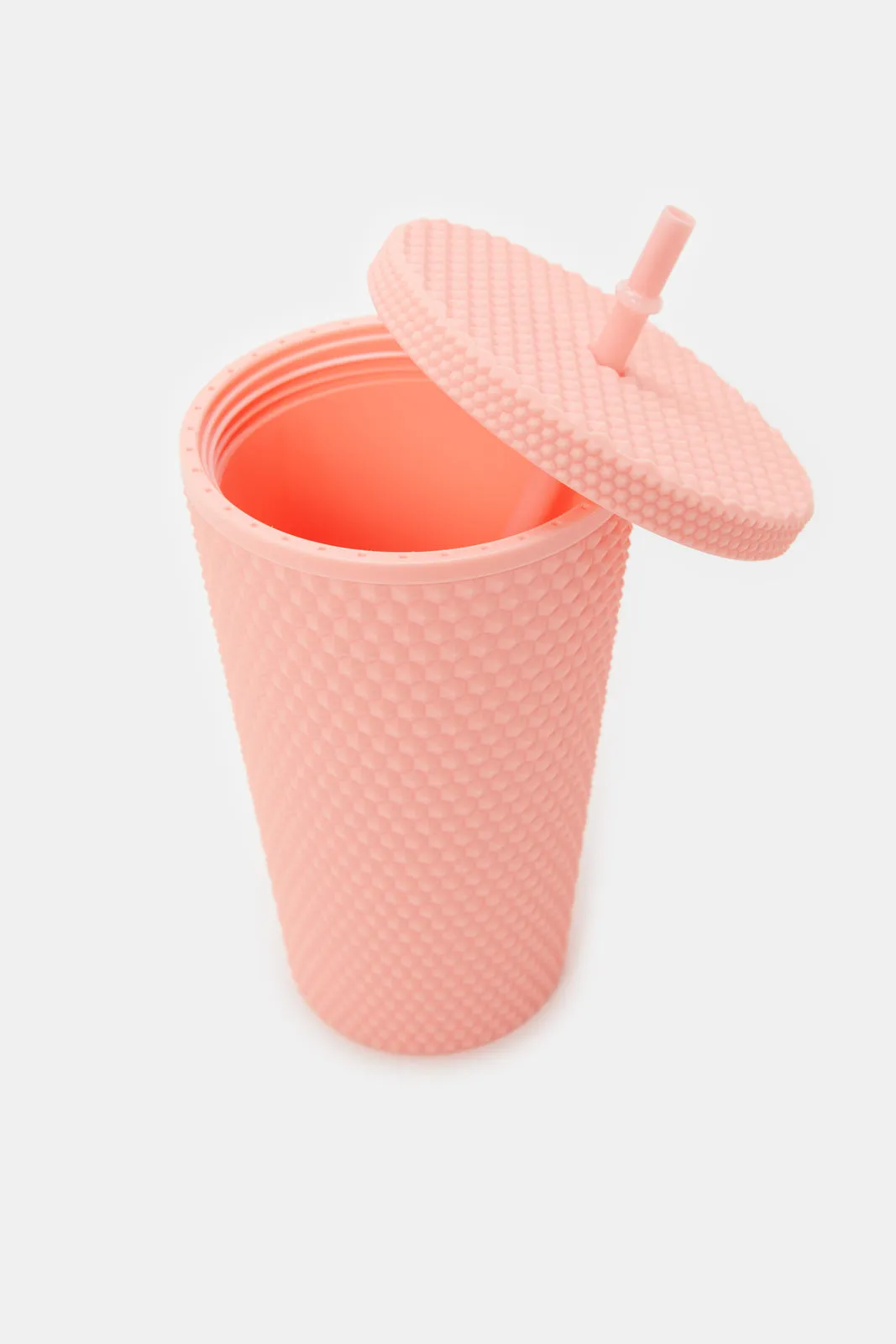 Pink Water Bottle With Straw