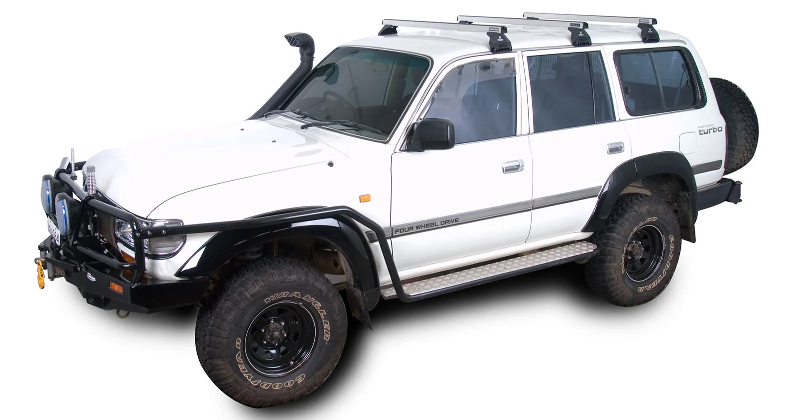 Rhino Rack Heavy Duty RL110 Silver 3 Bar Roof Rack - 80 Series Land Cruiser