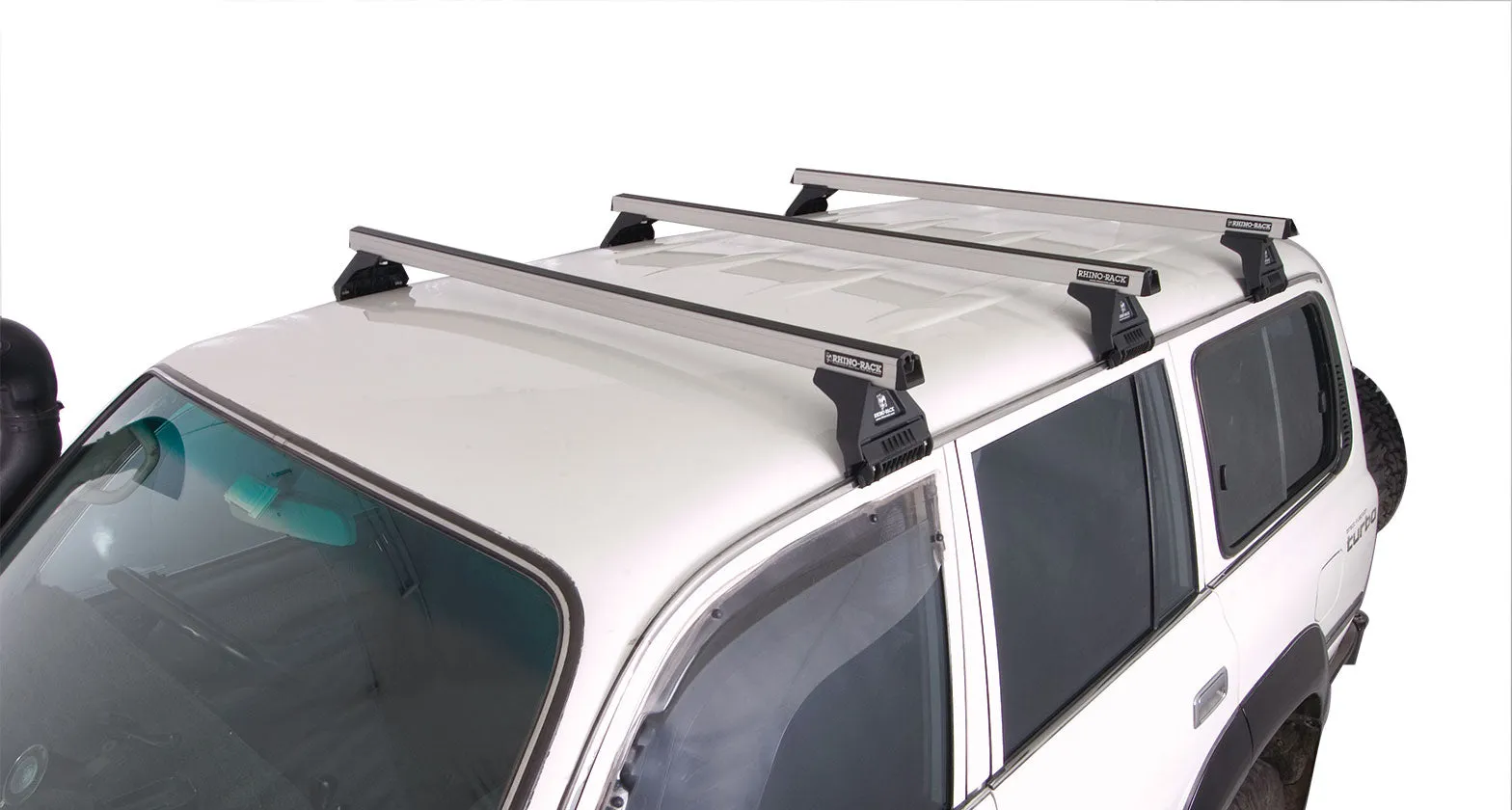 Rhino Rack Heavy Duty RL110 Silver 3 Bar Roof Rack - 80 Series Land Cruiser
