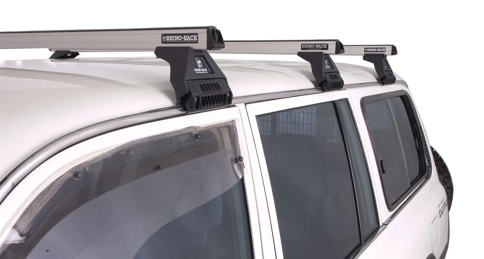 Rhino Rack Heavy Duty RL110 Silver 3 Bar Roof Rack - 80 Series Land Cruiser