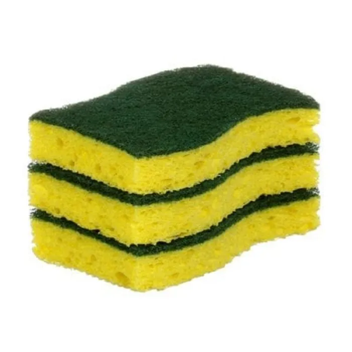 Scotch-Brite HD-3 Heavy Duty Scrub Sponge Green/Yellow, Pack of 3