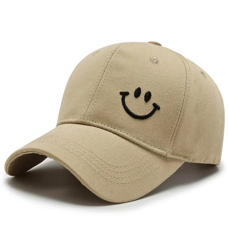 Smiley Face Embroidery Cotton Baseball Cap