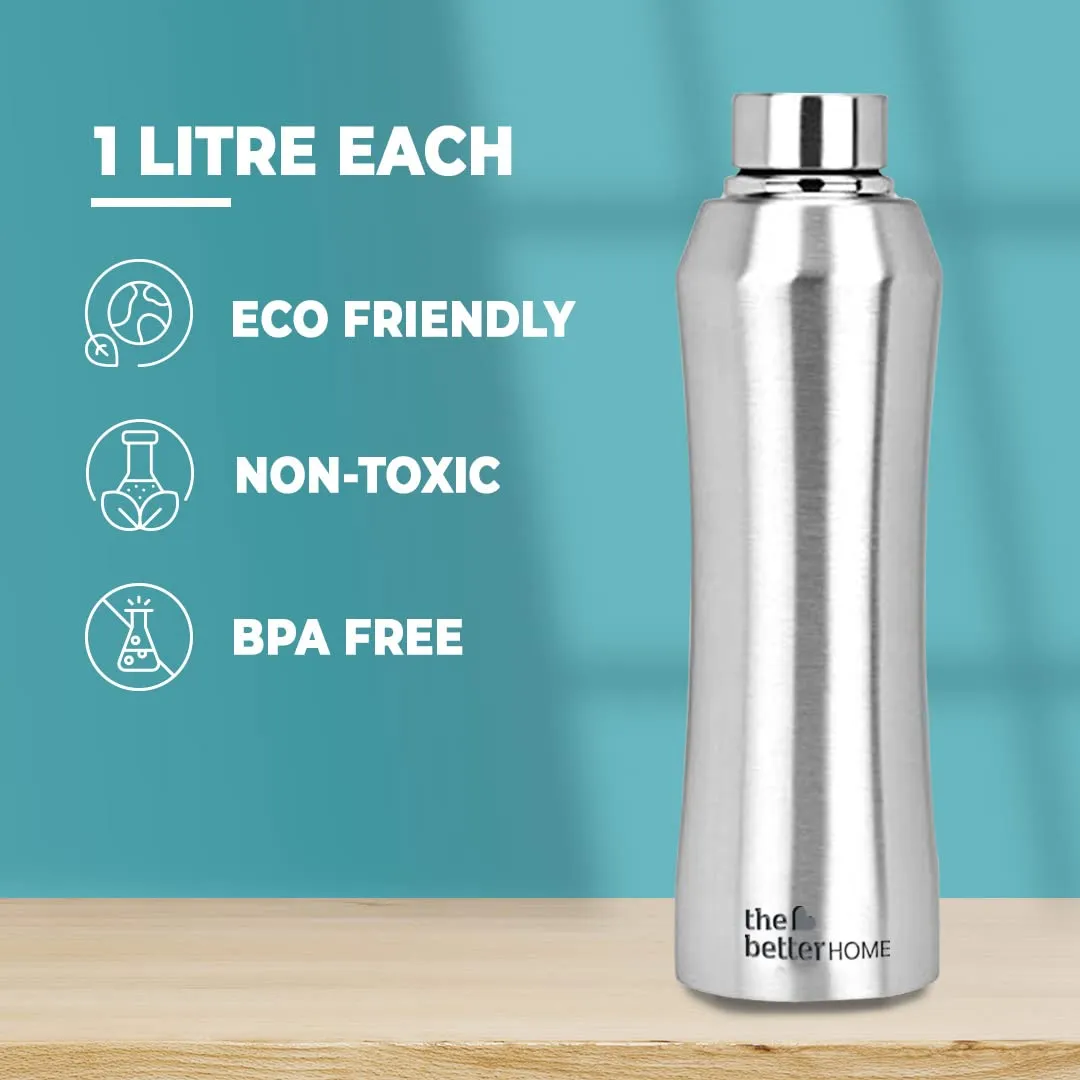 The Better Home Stainless Steel Water Bottle 1 Litre | Non-Toxic & BPA Free Water Bottles 1  Litre | Steel Bottle For Home, Office & School | Pack of 20