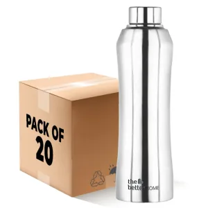 The Better Home Stainless Steel Water Bottle 1 Litre | Non-Toxic & BPA Free Water Bottles 1  Litre | Steel Bottle For Home, Office & School | Pack of 20