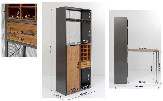 Vinoteca Industrial Bar Cabinet